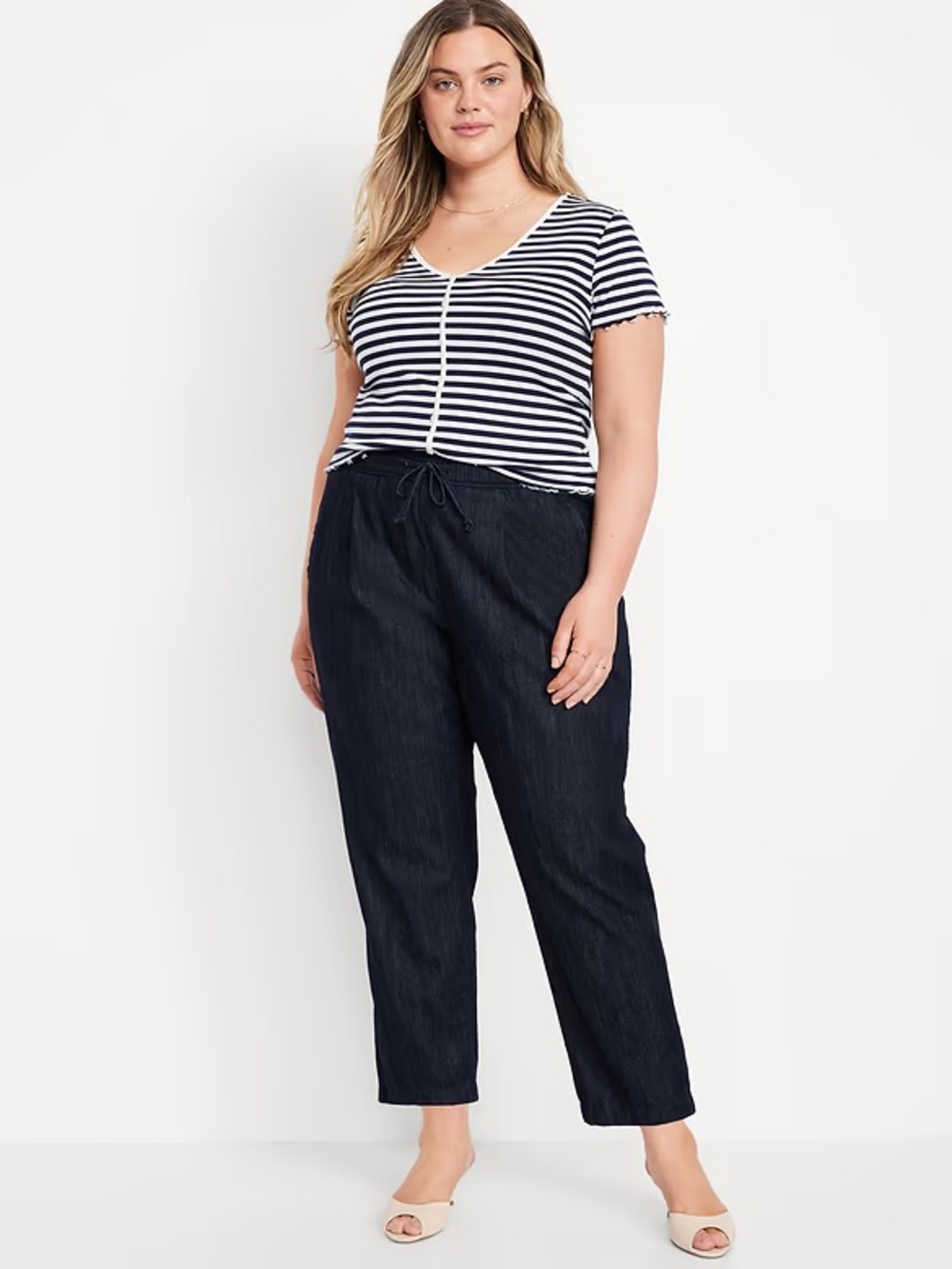 Old Navy High-Waisted Billie Straight Ankle Trousers - Navy